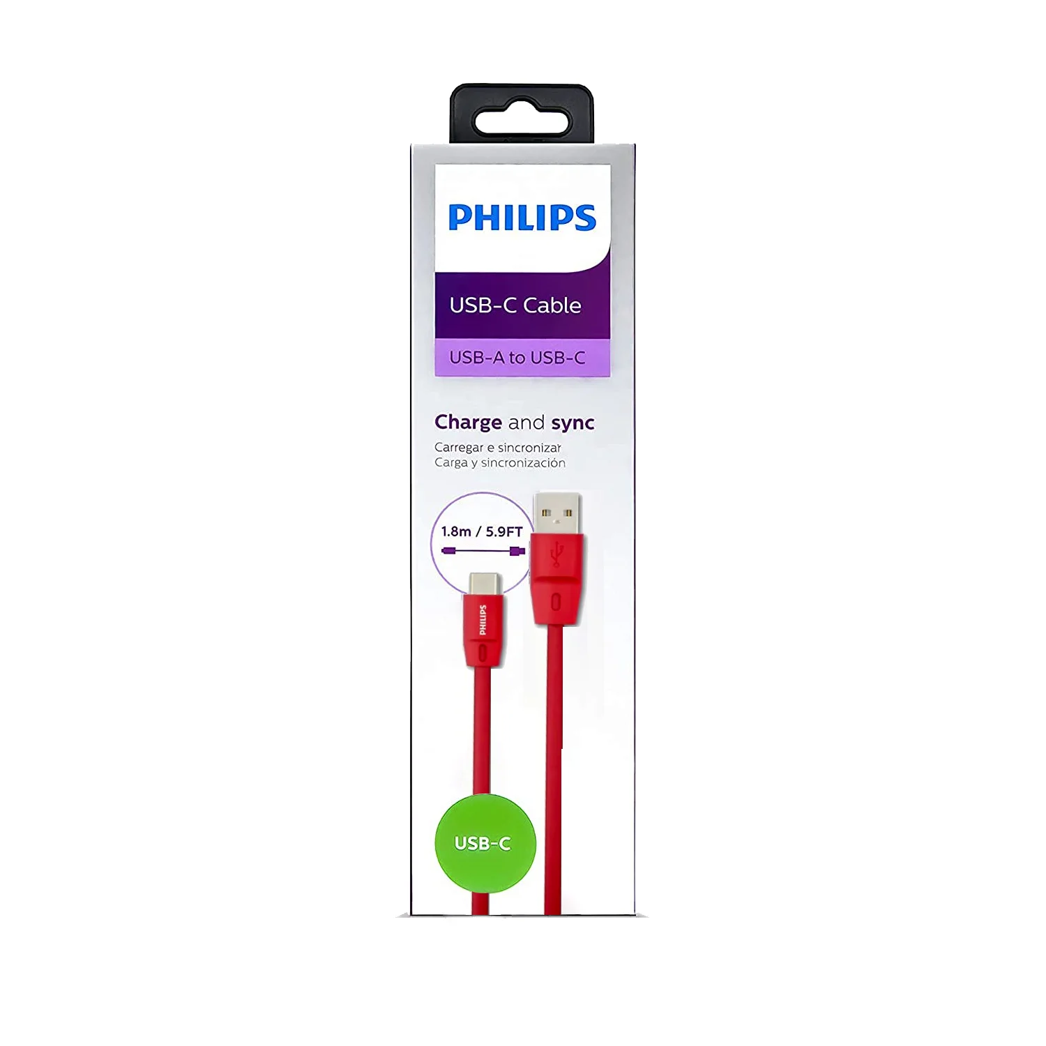 Philips Playstation 5 Uyumlu Joystick Şarj Kablosu 5A 100W UsbA to Type-C 1.8 M Hızlı Şarj Data Kablosu Kırmızı DLC2529C