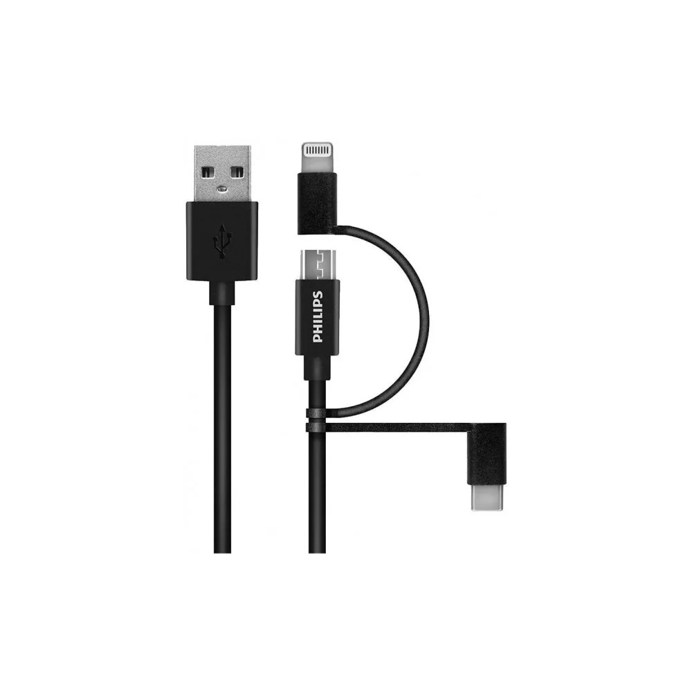 Philips Playstation 4/5 İle Uyumlu Joystick Şarj Kablo 3in1 Micro-Lightining-Type-C Hızlı Şarj Data Kablo 1.2m DLC3104T