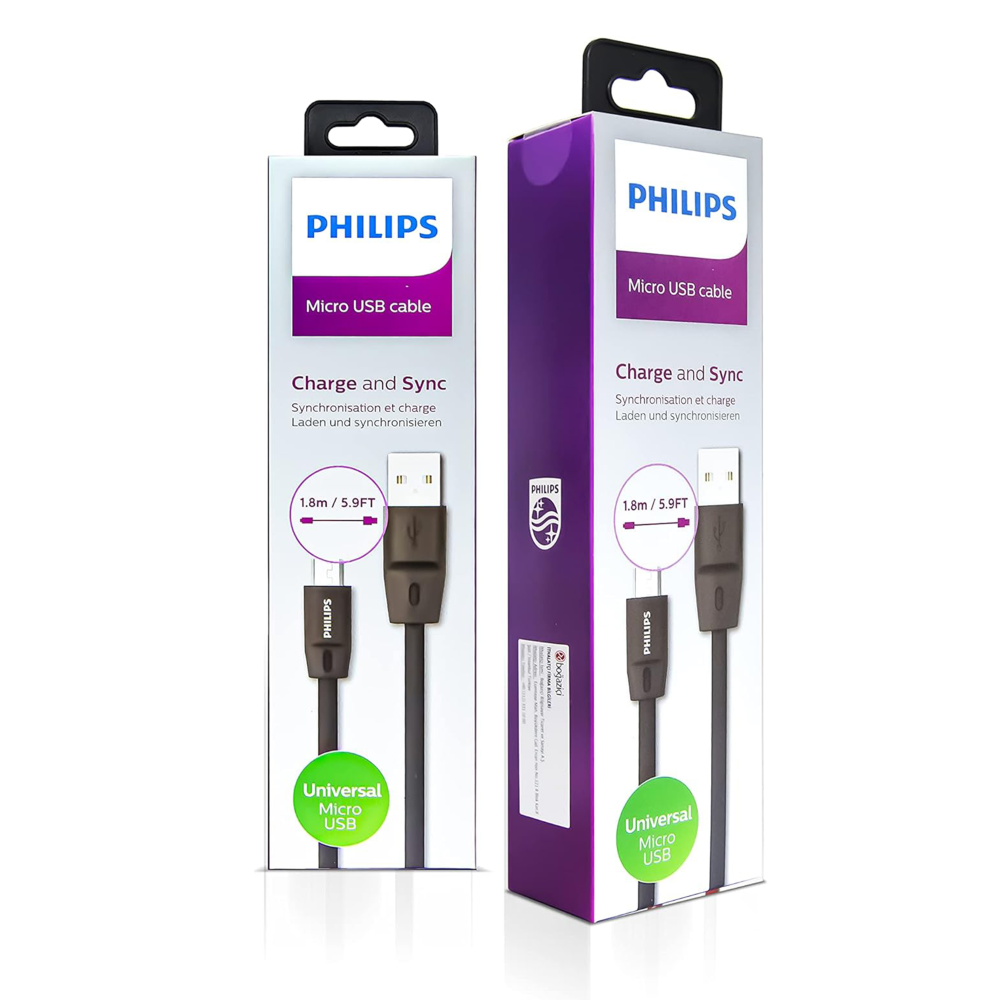 Philips Playstation 4 İle Uyumlu Joystick Şarj Kablosu 3A 45W UsbA to Universal Micro Hızlı Şarj Kablo 1.8M DLC2519CB/97