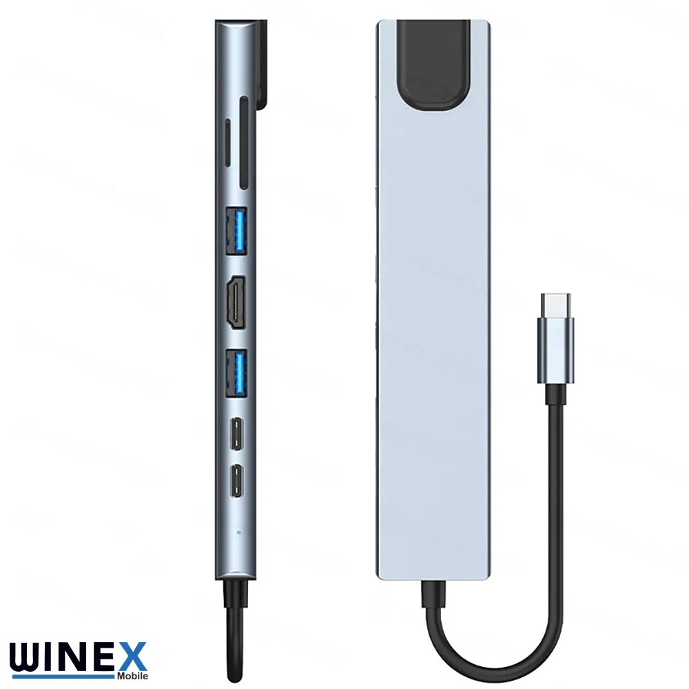 Winex 8in1 USB Type-C Hub Port Adaptör HDMI USB Ethernet 100W PD Girişli