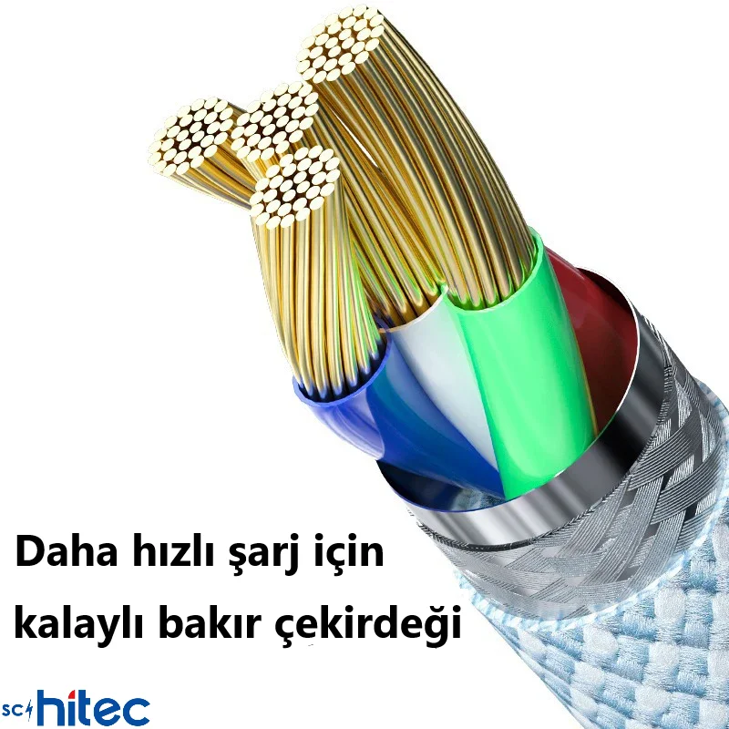 ScHitec 6A 60W Apple İphone 15 ve Üzeri Uyumlu Type-C to Type-C Örgülü Hızlı Data ve Şarj Kablosu Beyaz K291