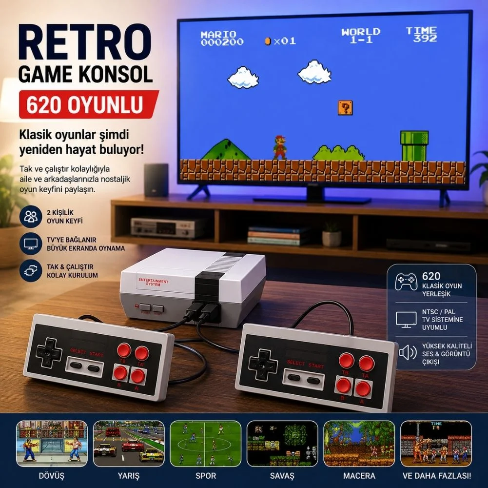 ScHitec Retro Game Konsol 620 Oyunlu