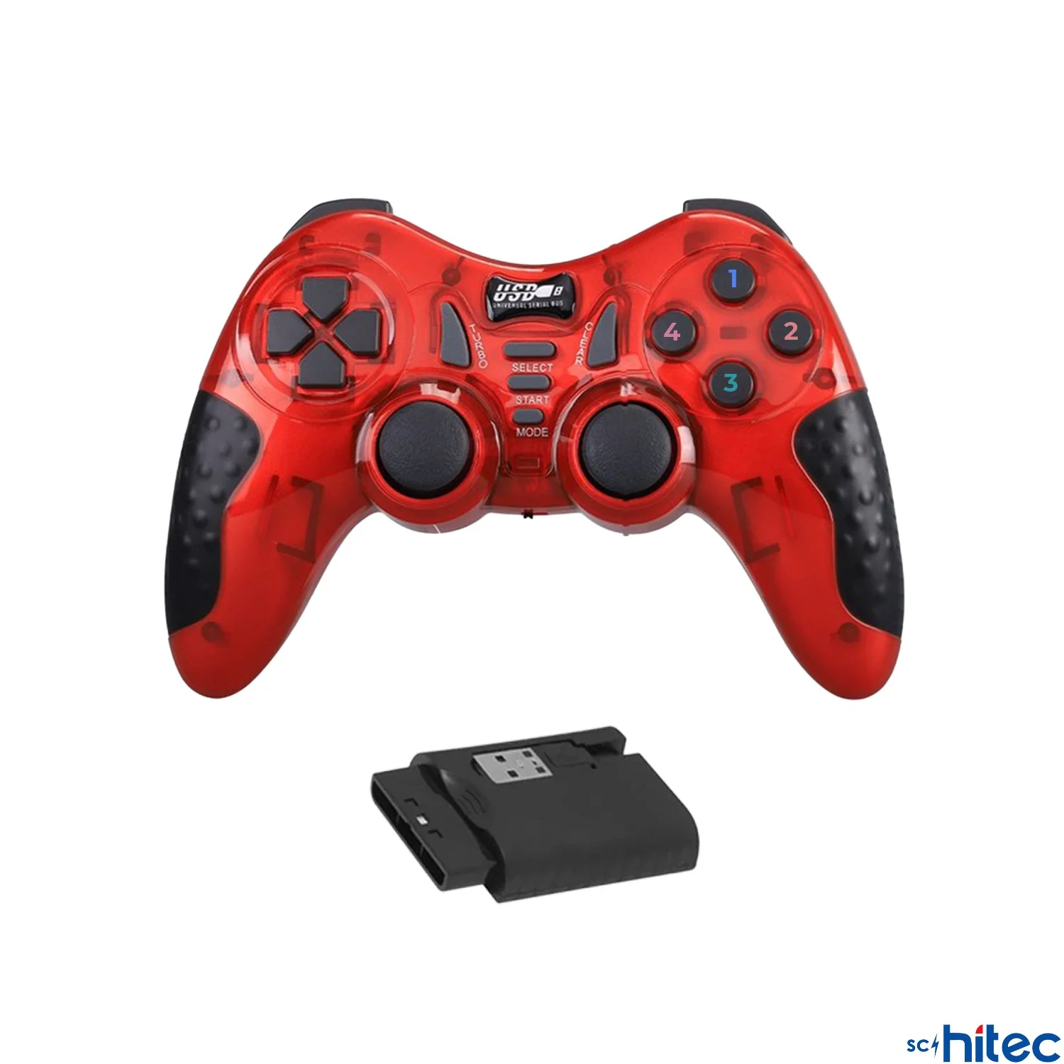 ScHitec 7in1 PC/PS2/PS2/PS3/PC360/TV/TVBOX/Android Cihazlar ile Uyumlu Kablosuz Gamepad Kırmızı HJ041
