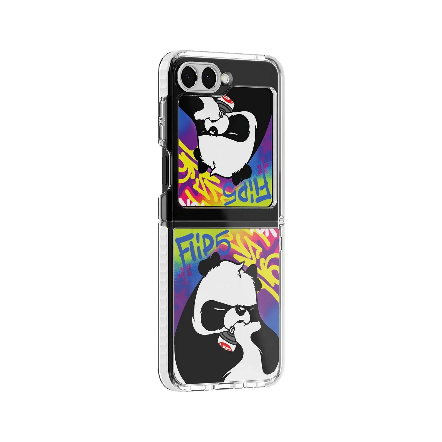 Samsung Galaxy Z Flip 5 Dinamik Tasarım Şeffaf Kılıf - Angry Panda Kart Hediyeli (Samsung Türkiye Garantili)