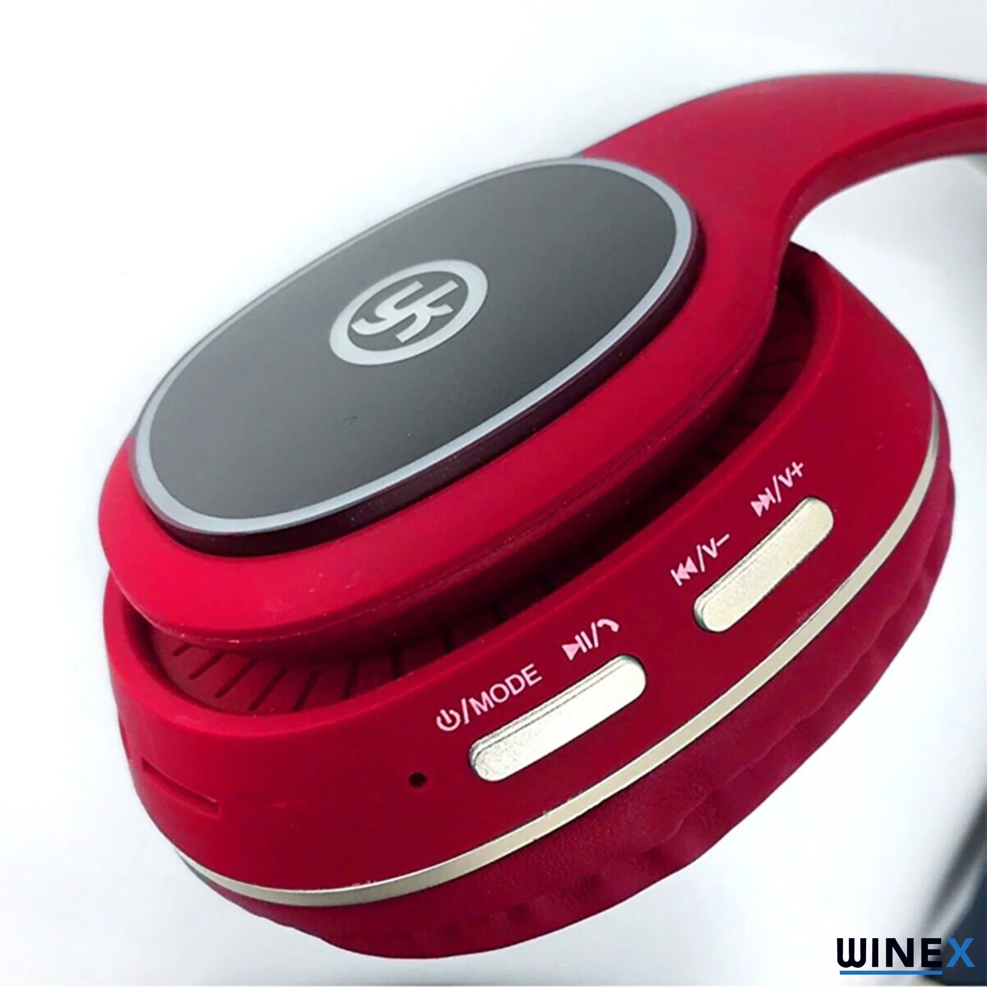 Winex YK Led Kulak Üstü Mikrfonlu Bluetooth 5.0 Kablosuz Kulaklık Kırmızı