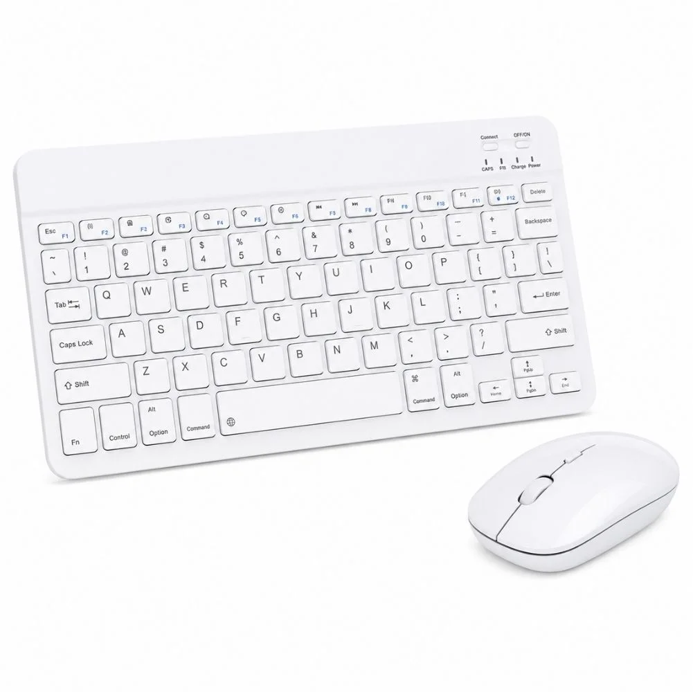 ScHitec Bluetooth Klavye + 2,4 Ghz+Bluetooth Mouse Seti Type-C Şarjlı Beyaz