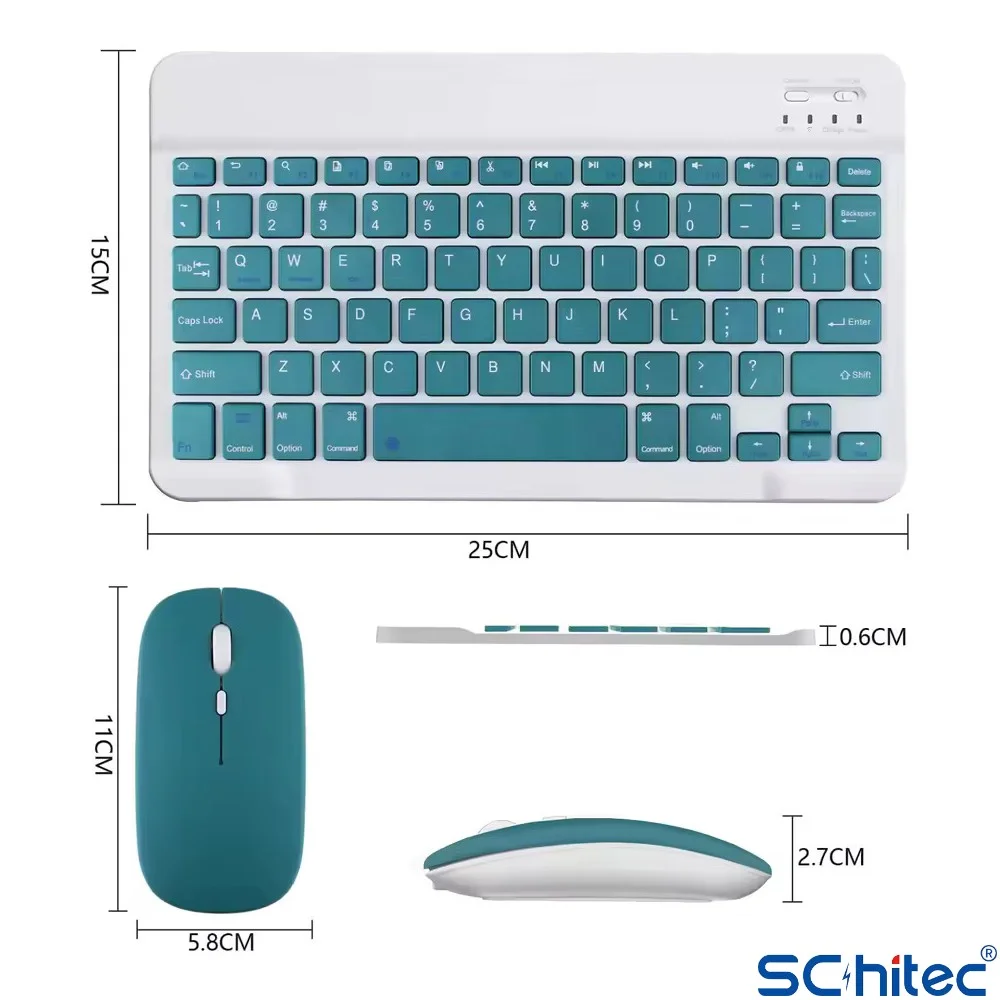 ScHitec Bluetooth Klavye + 2,4 Ghz+Bluetooth Mouse Seti Type-C Şarjlı Sarı