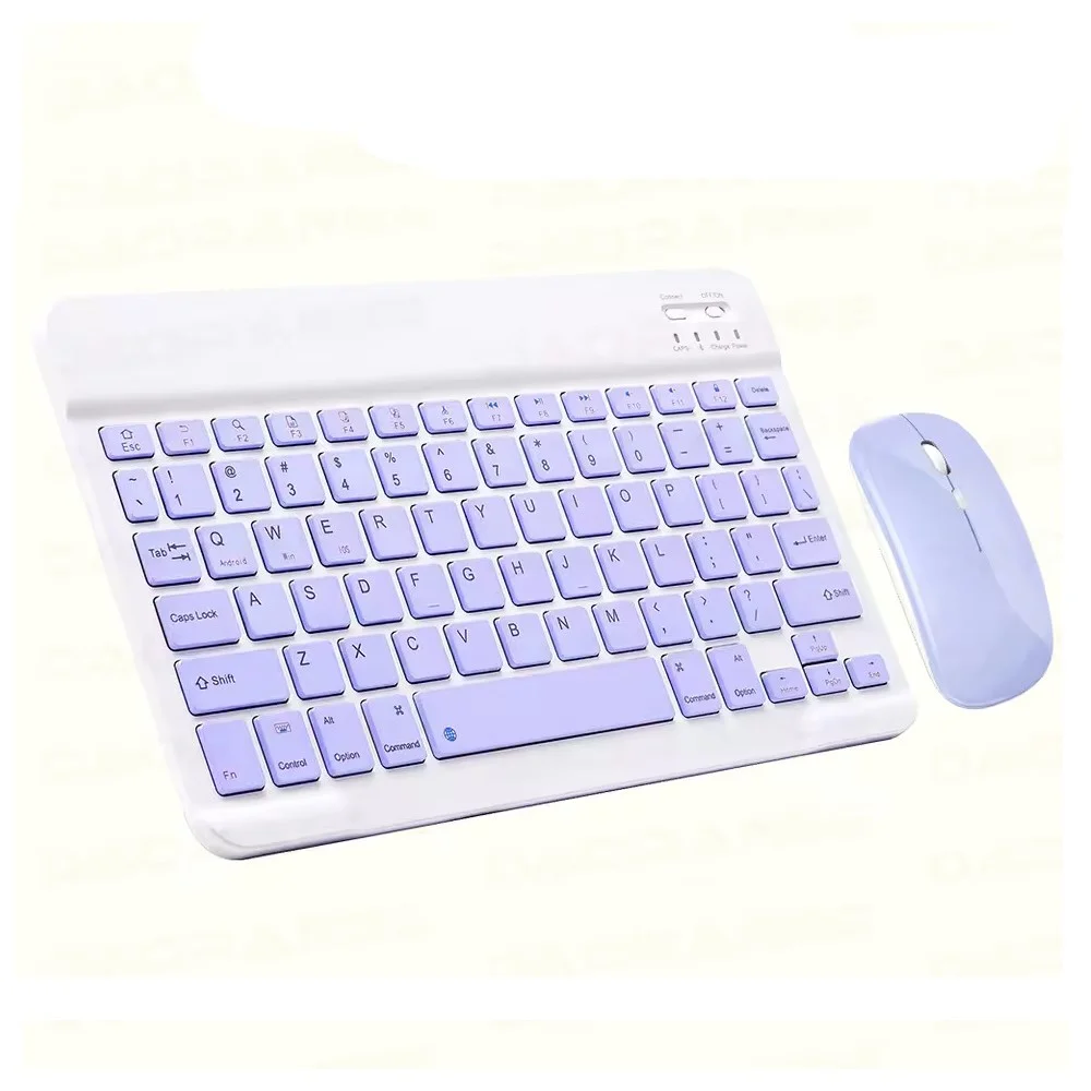 ScHitec Bluetooth Klavye + 2,4 Ghz+Bluetooth Mouse Seti Type-C Şarjlı Mor