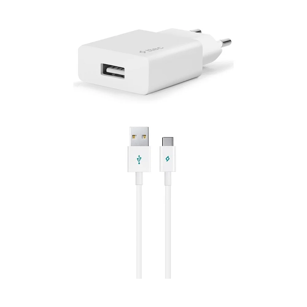 Ttec Smart Fast Charger 2.1A UsbA to Type-C Kablolu Seyahat Şarj Aleti Set Beyaz
