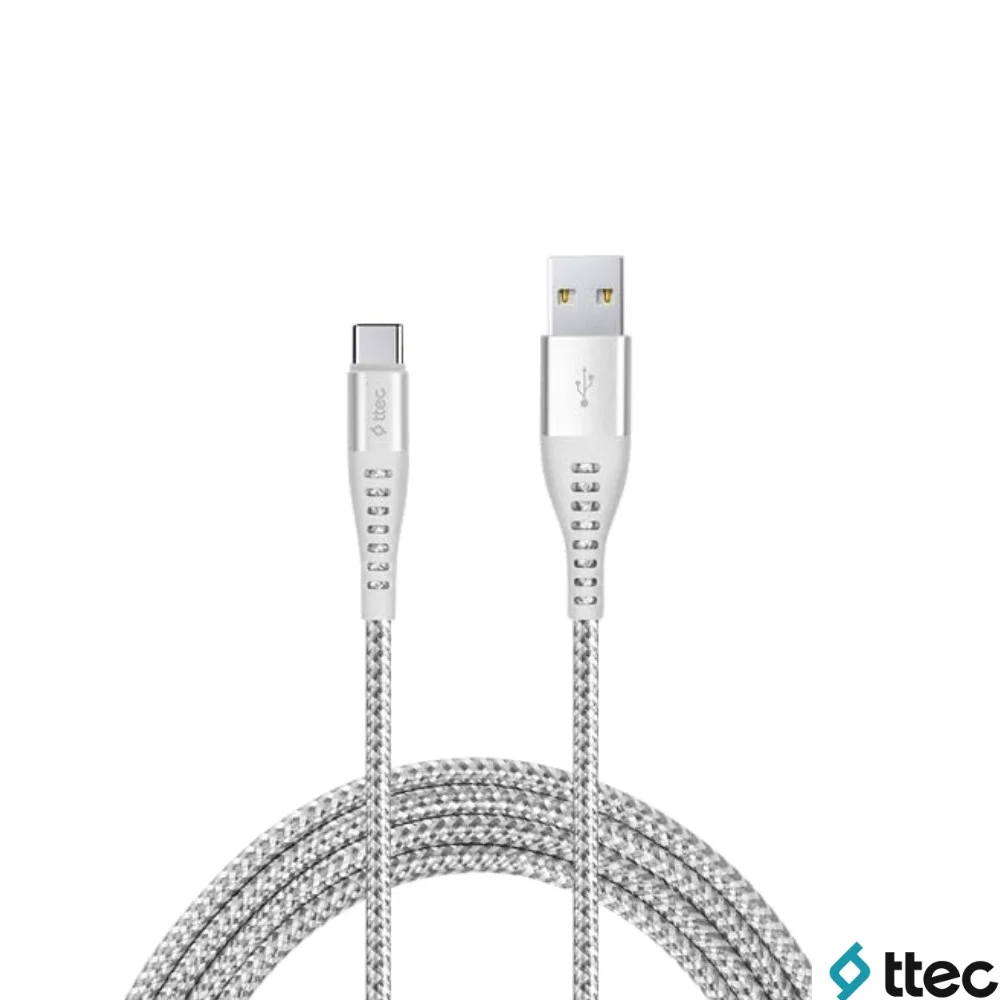 2DKX02CG Ekstra Dayanıklı Örgülü USB-A to Type-C Şarj Kablosu 150cm Gümüş