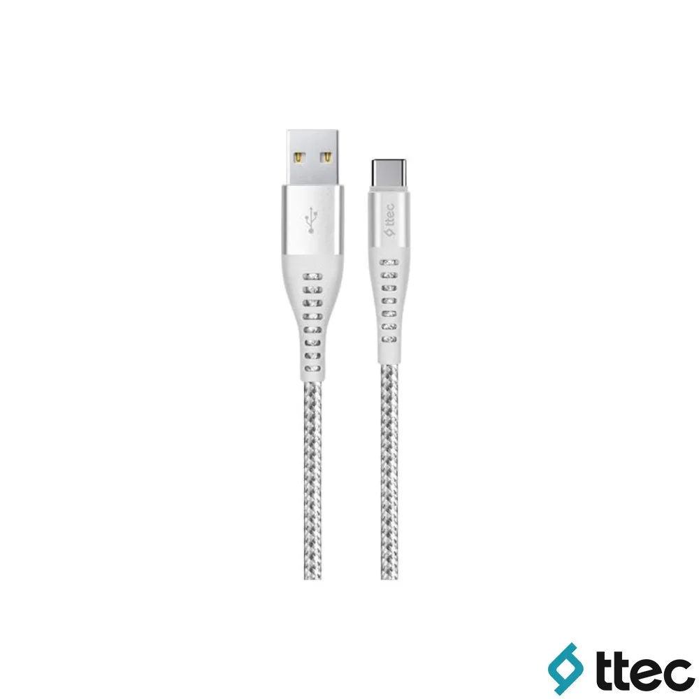 2DKX02CG Ekstra Dayanıklı Örgülü USB-A to Type-C Şarj Kablosu 150cm Gümüş