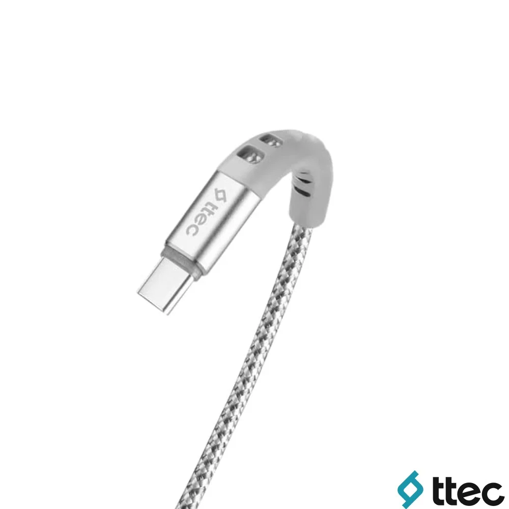 2DKX02CG Ekstra Dayanıklı Örgülü USB-A to Type-C Şarj Kablosu 150cm Gümüş