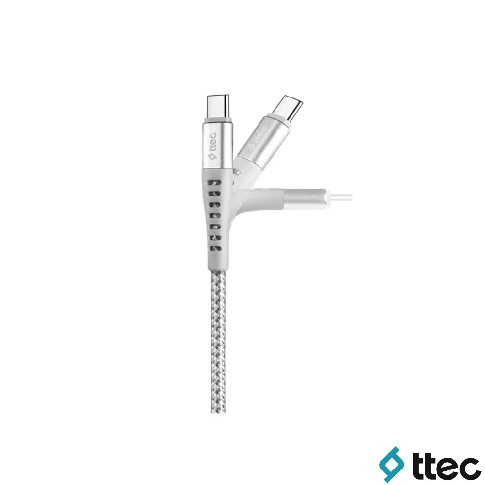 2DKX02CG Ekstra Dayanıklı Örgülü USB-A to Type-C Şarj Kablosu 150cm Gümüş