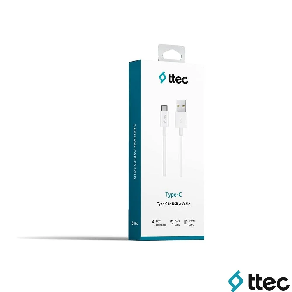 Ttec UsbA to Type-C Hızlı Data ve Fast Şarj Kablosu 120cm Beyaz 2DK12B