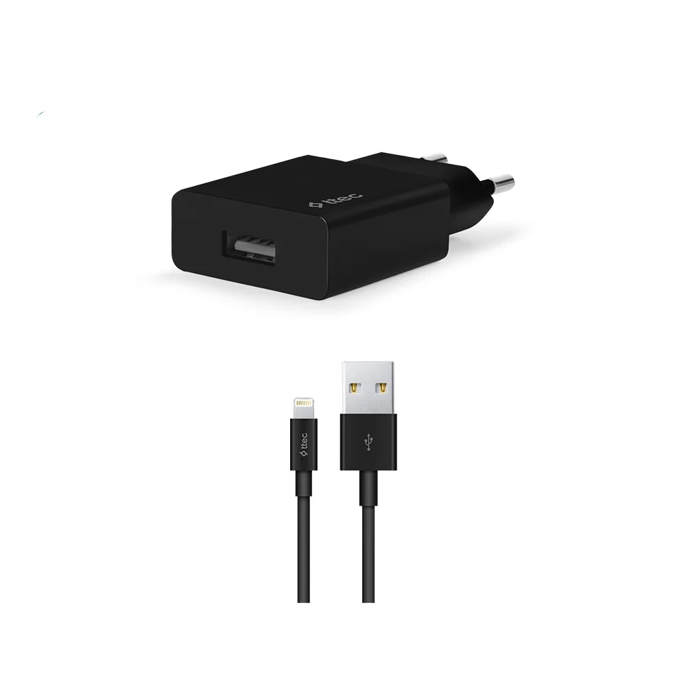 Ttec Smart Fast Charger 2.1A Apple Uyumlu Seyahat Şarj Aleti + UsbA to Lightning Kablolu Siyah