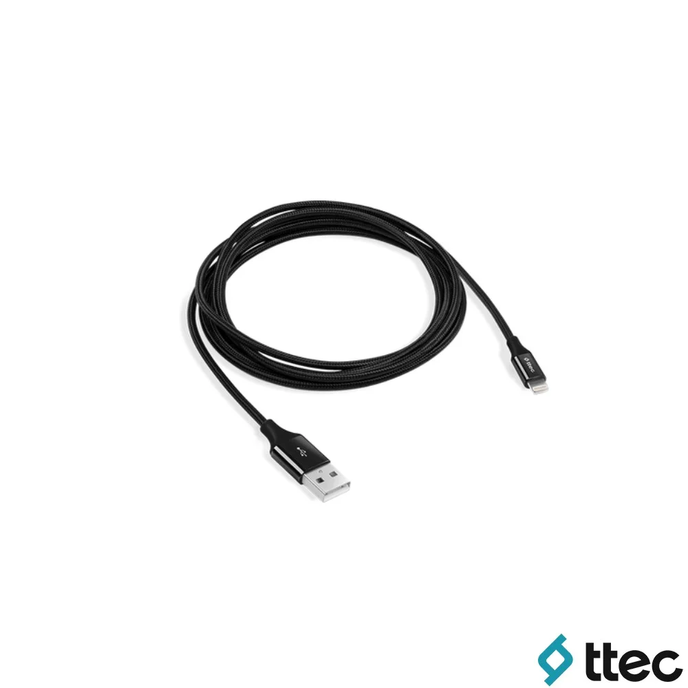 Ttec AlumiCable Extra Strong UsbA to Lightning Hızlı Data ve Fast Şarj Kablosu 120cm Siyah 2DK16S