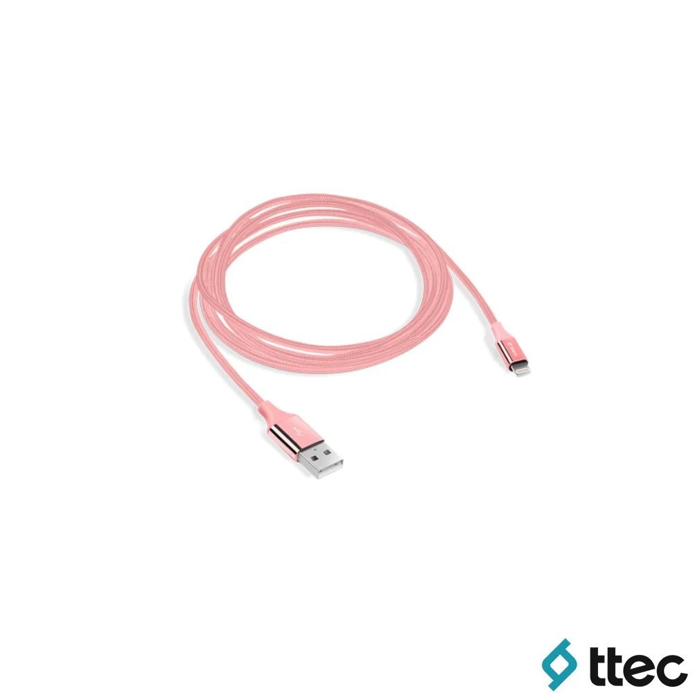 Ttec AlumiCable Extra Strong UsbA to Lightning Hızlı Data ve Fast Şarj Kablosu 120cm Pembe 2DK16RA