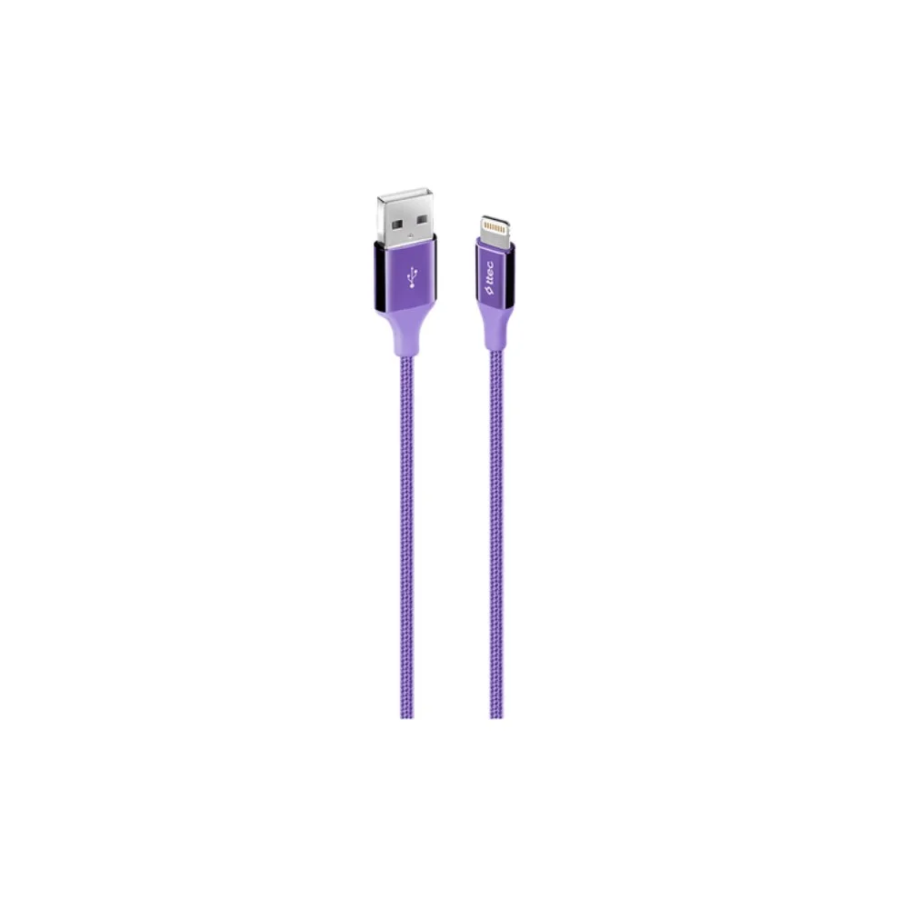 Ttec AlumiCable Extra Strong UsbA to Lightning Hızlı Data ve Fast Şarj Kablosu 120cm Mor 2DK16M