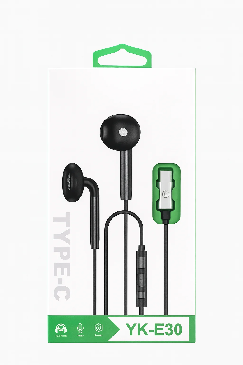 ScHitec E30 High Sound Type-C girişli Kulak İçi Mikrofonlu Kablolu Kulaklık Siyah