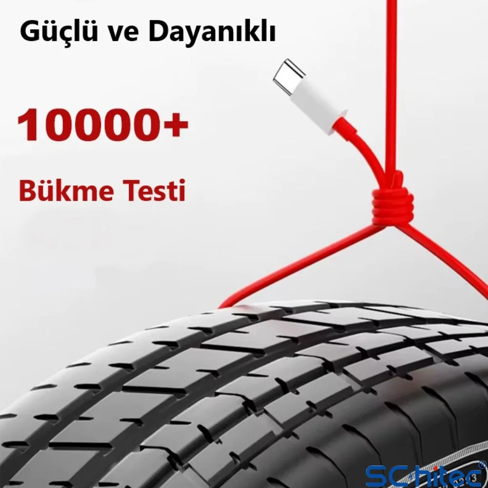 ScHitec 6A 60W UsbA to Type-C Hızlı Data ve Turbo Fast Şarj Kablosu 100cm Kırmızı K323