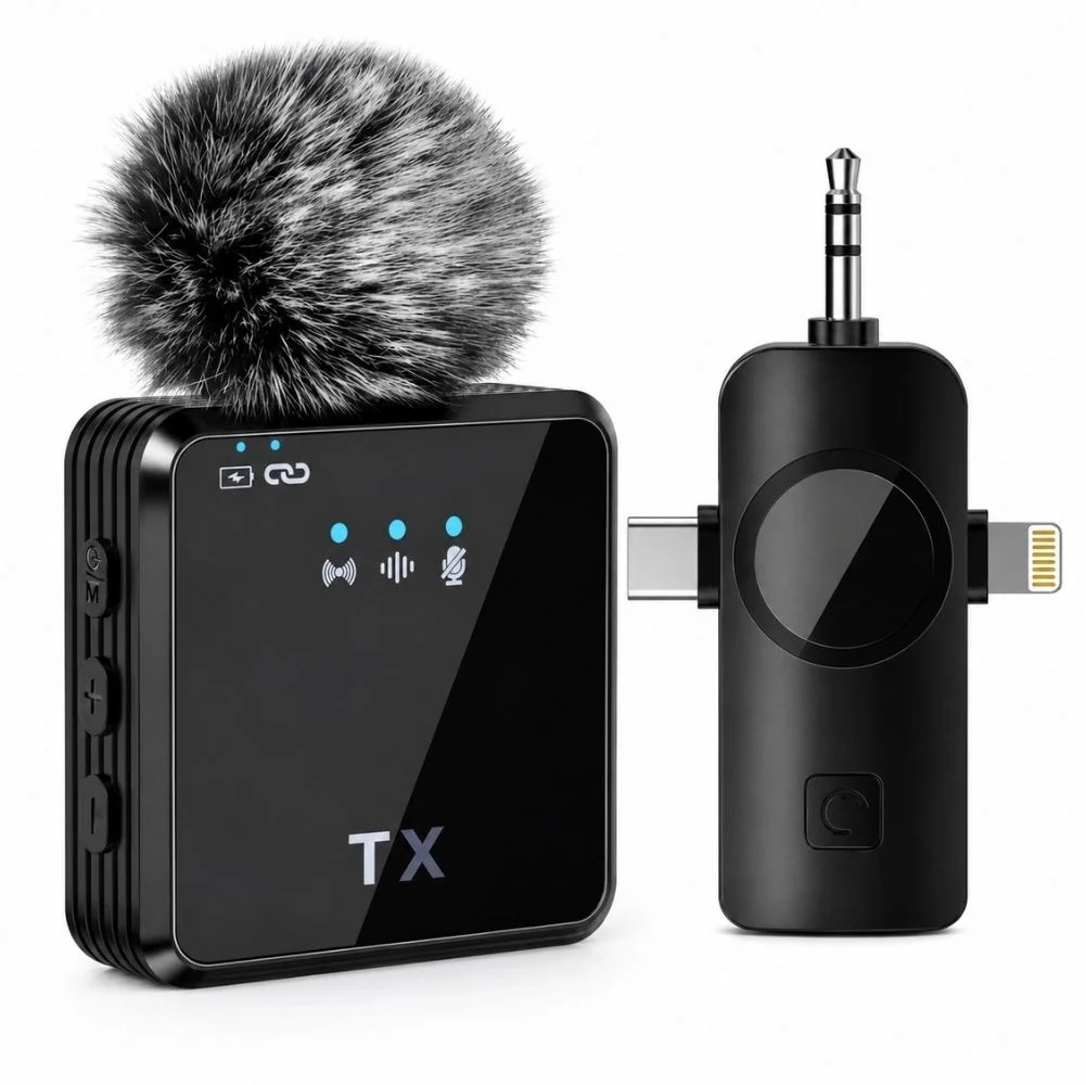 ScHitec 3in1 Type-C Lightning 3.5mm Çıkışlı İkili Kablosuz HD Wireless Yaka Mikrofonu F11-2
