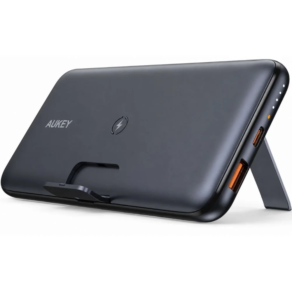 Aukey UsbA&Type-C Çıkışlı Wireless Kablosuz Süper Şarj 10000mAh Powerbank Siyah PB-WL02