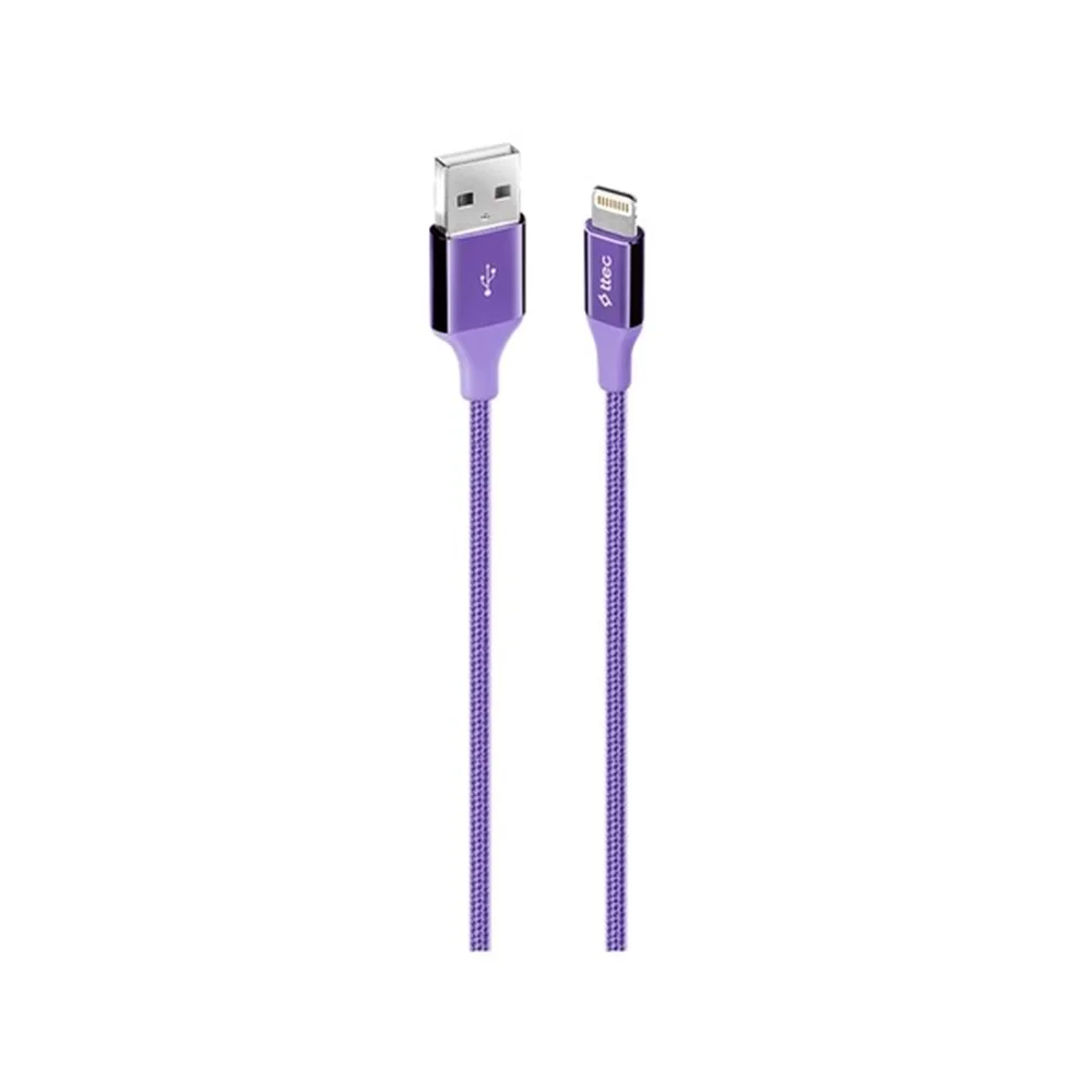 Ttec AlumiCable Extra Strong UsbA to Lightning Hızlı Data ve Fast Şarj Kablosu 120cm Mor 2DK16MR