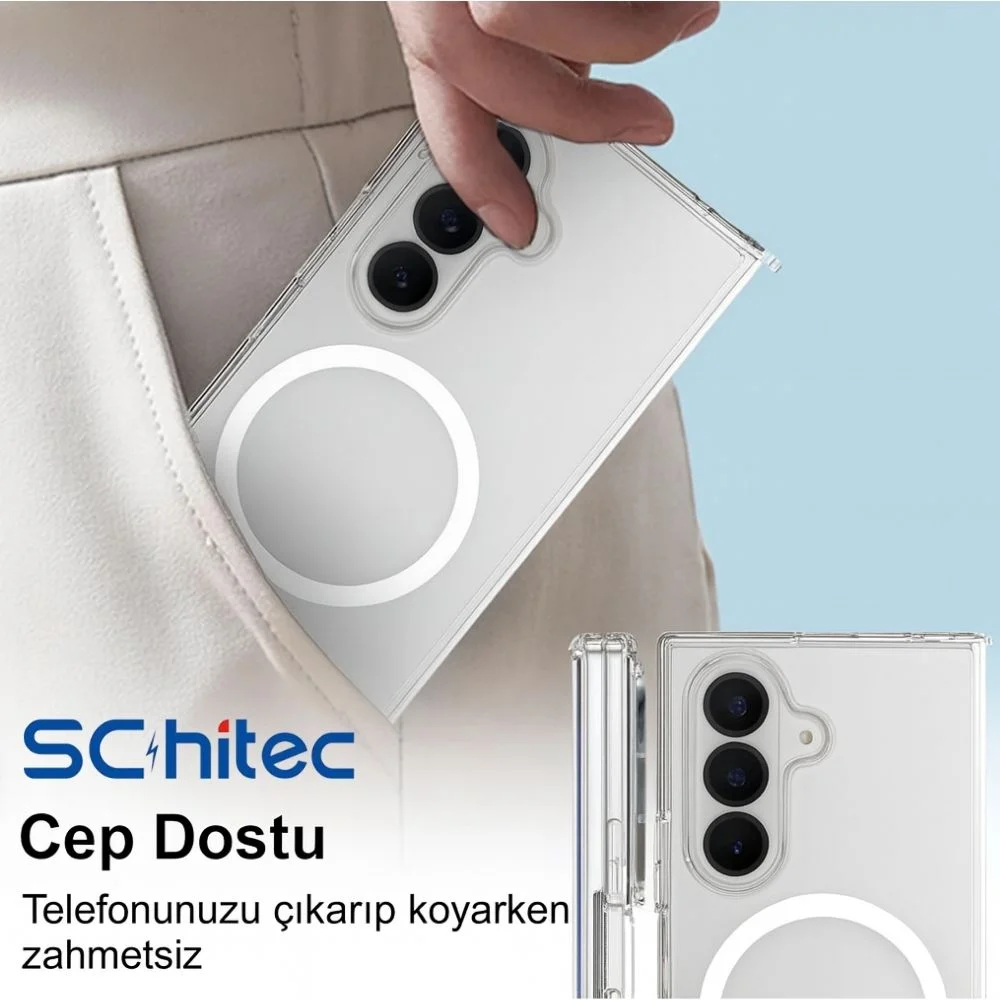 ScHitec Samsung Galaxy Z Fold 5 Magsafe Özellikli Şeffaf Kılıf