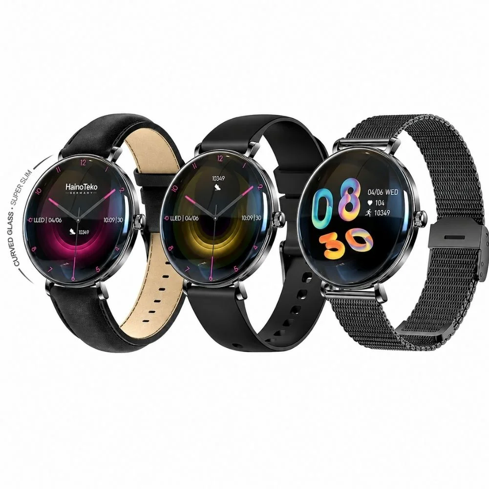 Haino Teko 18 Amoled Ekran Super Slim Tasarım WaterProof 3 Kordonlu Akıllı Saat Siyah Teko18S