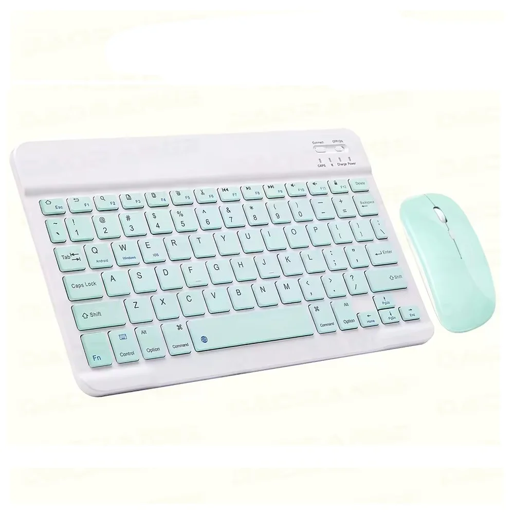 ScHitec Bluetooth Klavye + 2,4 Ghz+Bluetooth Mouse Seti Type-C Şarjlı Açık Yeşil