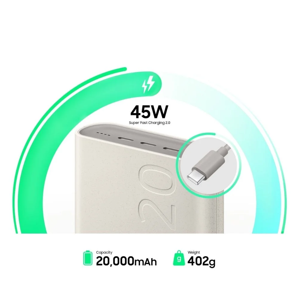 Samsung 45W Super Fast Charging 3 Type-C Çıkışlı 20000mAH Led Göstergeli PD3.0 Powerbank P4520X