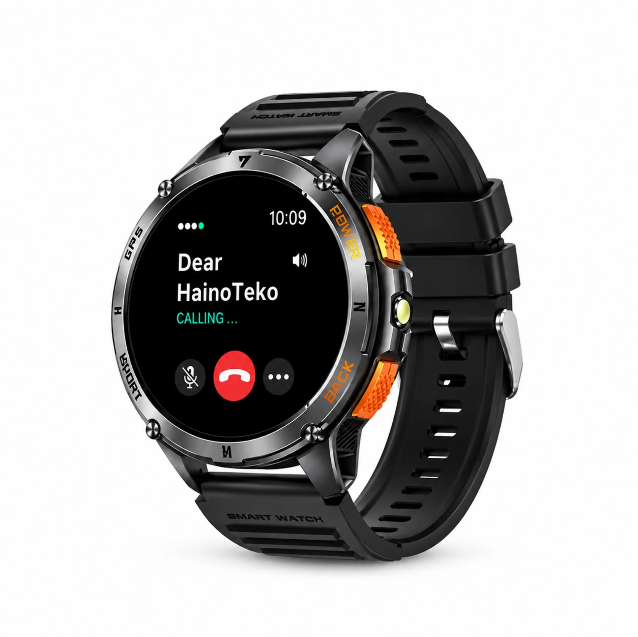 HainoTeko GPS-1 Akıllı Saat AMOLED GPS Konum Takibi Bluetooth Arama Fener 3 Kordon Set Siyah Kasa