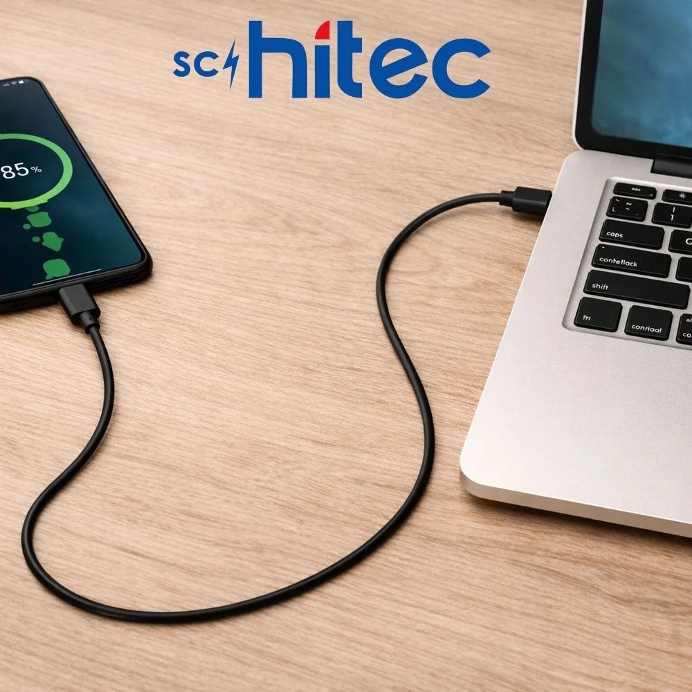 Schitec 70W UsbA to Type-C Data ve Fast Şarj Kablosu 1m Siyah