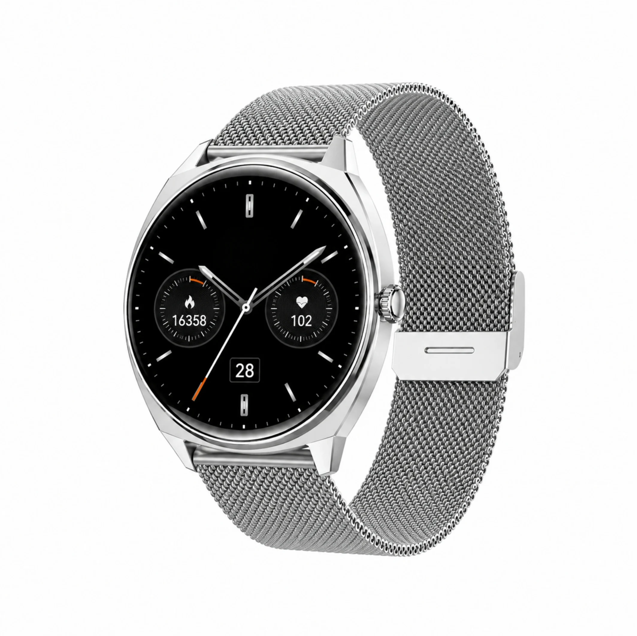 HainoTeko-16 Amoled Ekran Waterproof 3 Kordonlu Akıllı Saat Gümüş Premium Set