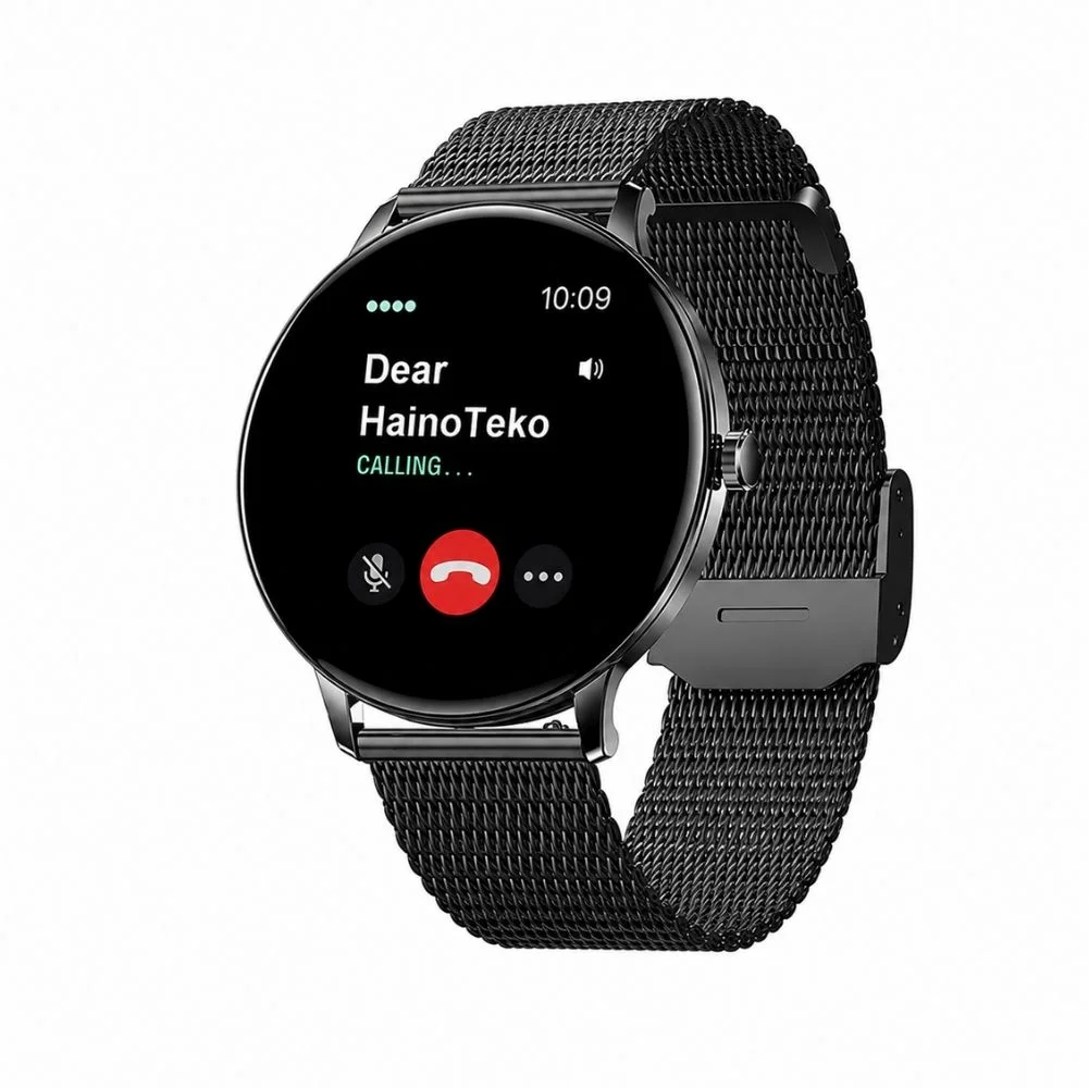 HainoTeko-27 Waterproof Akıllı Saat AMOLED Ekran Bluetooth Arama 3 Kordon Set Siyah