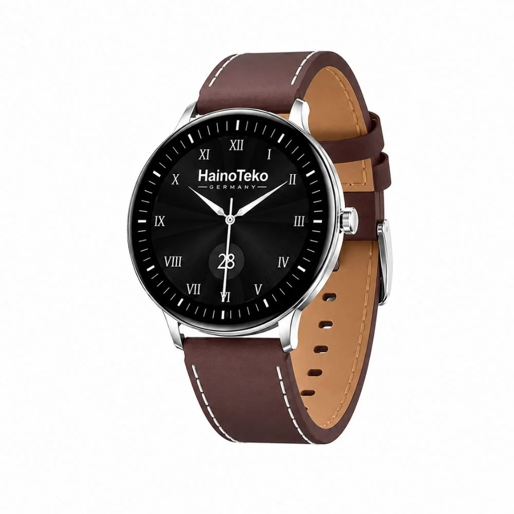 HainoTeko-27 Waterproof Akıllı Saat AMOLED Ekran Bluetooth Arama 3 Kordon Set Gümüş