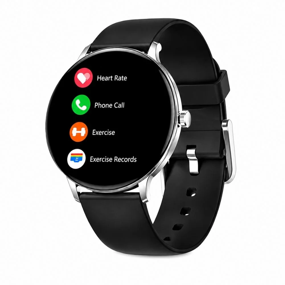 HainoTeko-27 Waterproof Akıllı Saat AMOLED Ekran Bluetooth Arama 3 Kordon Set Gümüş