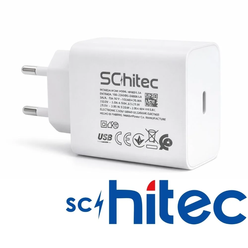 SChitec 45W  Çıkışlı Hızlı Şarj Aleti Type-C to Type-C Kablolu Set Beyaz SC007