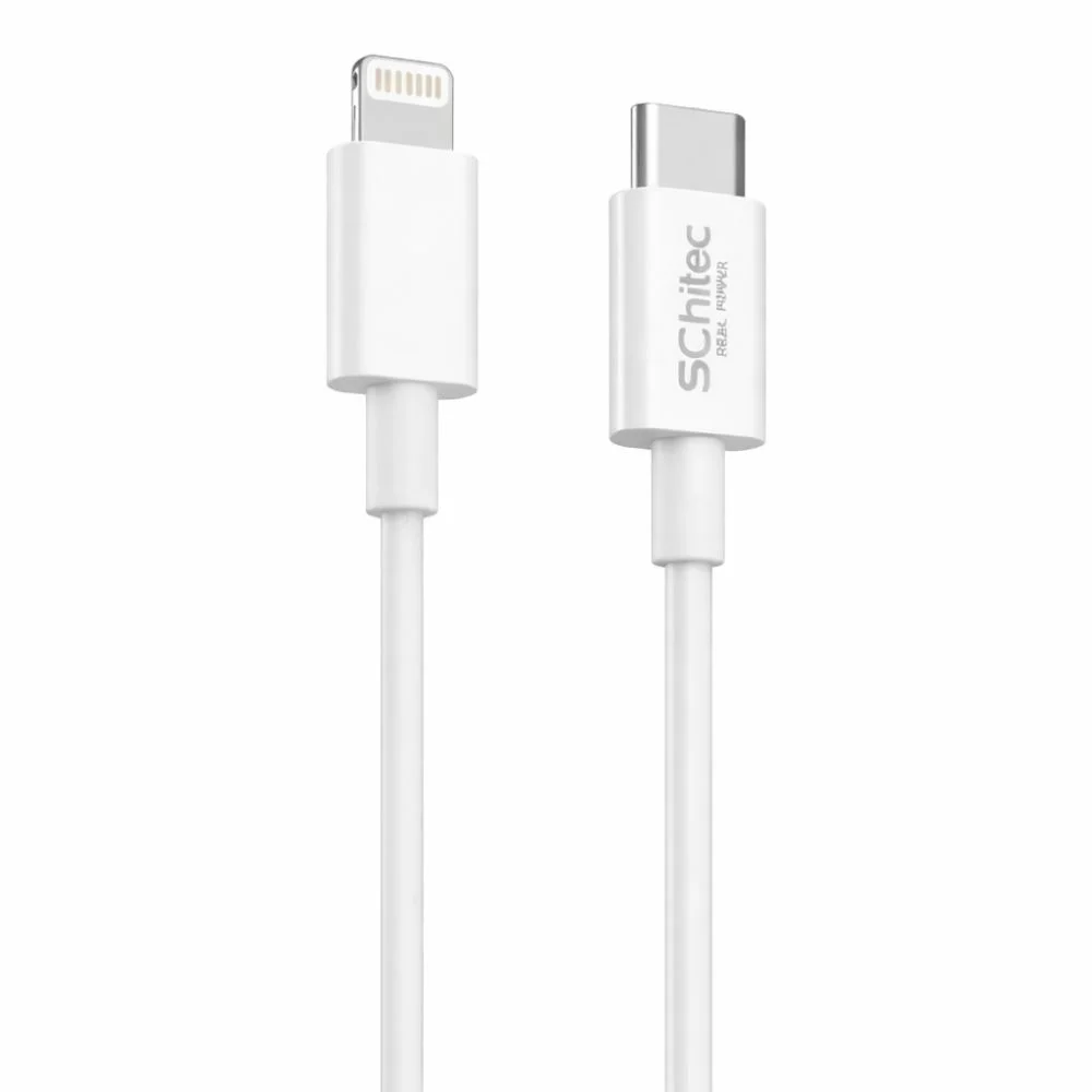 SChitec 20W Type-C Çıkışlı Hızlı Şarj Aleti Type-C to Lightning Kablolu Set Beyaz SC001