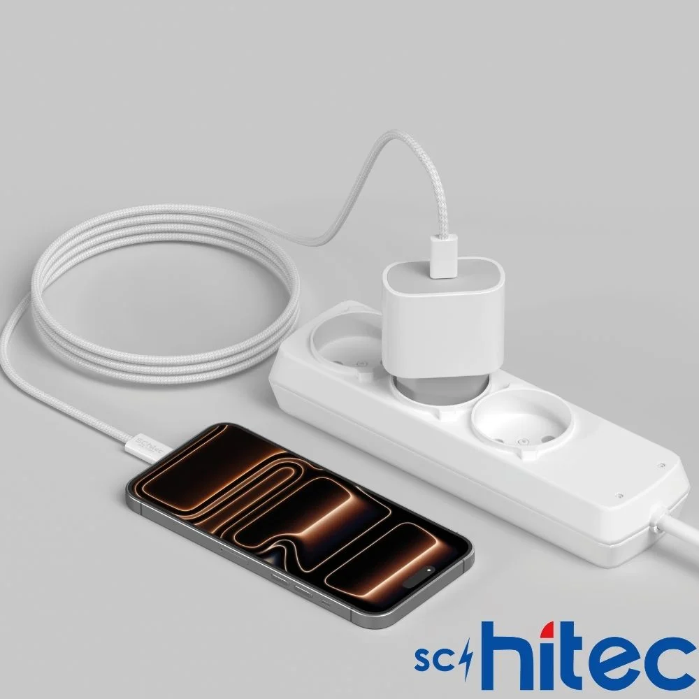 SChitec 60W Type-C to Type-C Örgülü Data ve Hızlı Şarj Kablosu Telefon, Tablet, Laptop Uyumlu Beyaz SK001