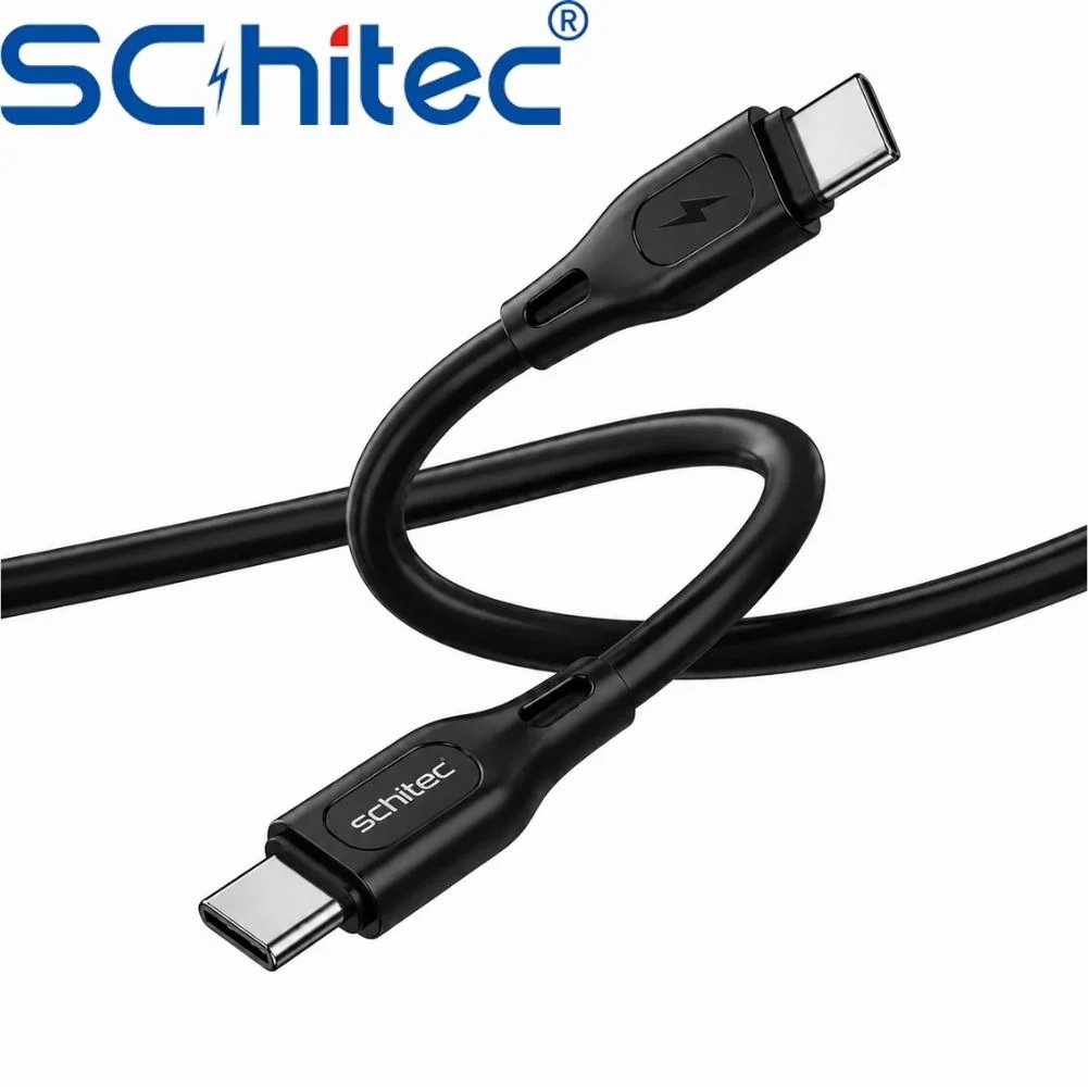 SChitec 60W Type-C to Type-C Hızlı Şarj ve Data Kablosu Siyah 1m HG/C-09CC