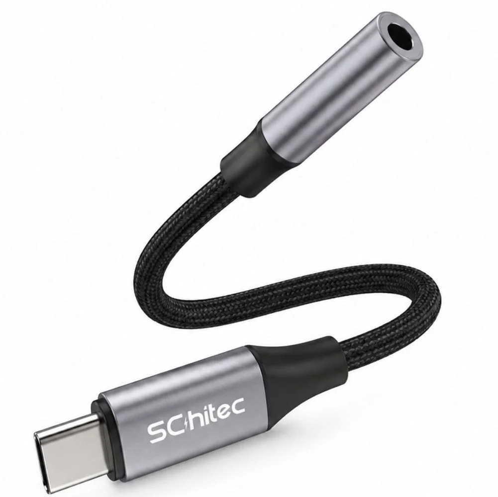 SChitec Type-C to 3.5mm Aux Dönüştürücü Adaptör HiFi Stereo Ses 10cm Siyah HG/AXT-02