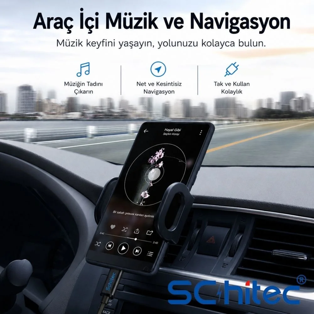 SChitec Type-C to 3.5mm Aux Ses Kablosu 1m Siyah HG/AXC-11