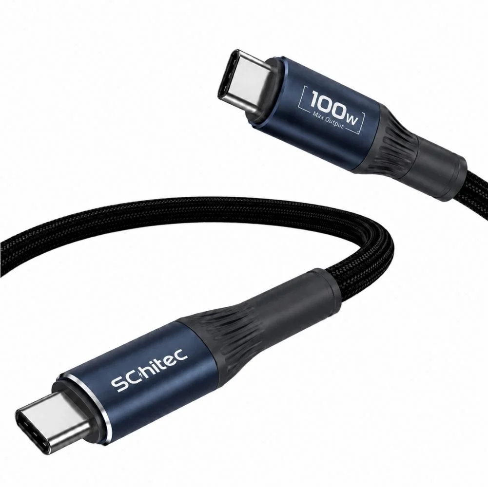 SChitec 100W Type-C to Type-C Süper Hızlı Data ve Şarj Kablosu Siyah 1.2 Metre HG/C-25100W12M