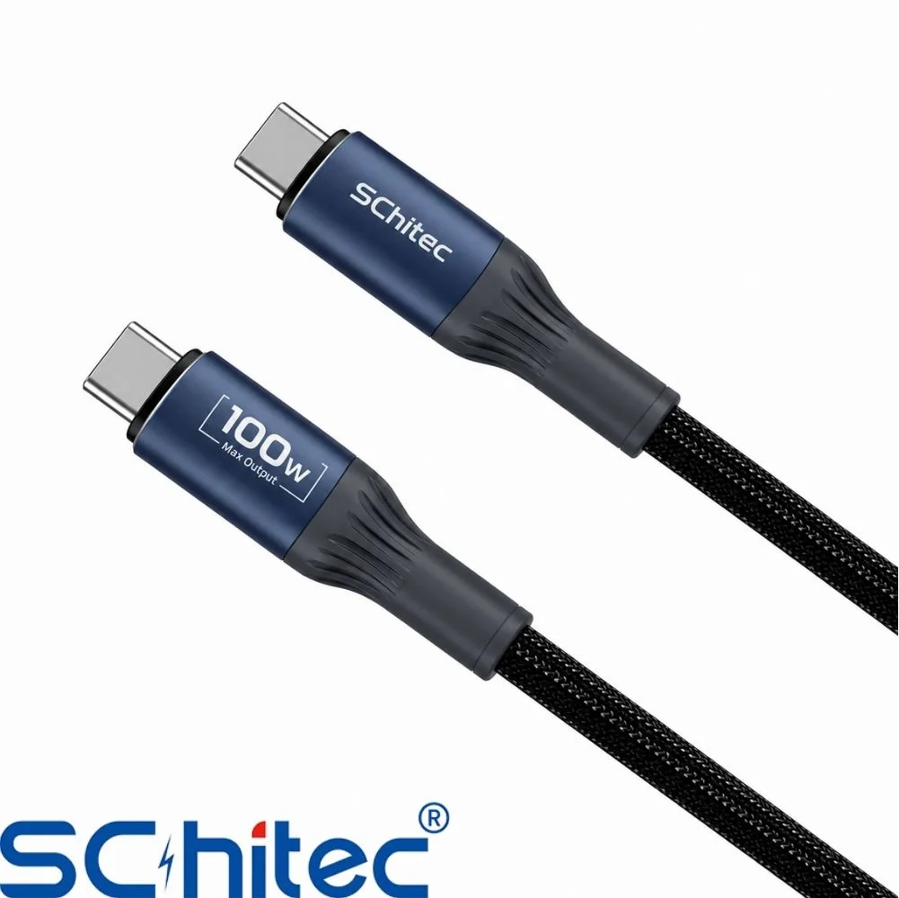 SChitec 100W Type-C to Type-C Süper Hızlı Data ve Şarj Kablosu Siyah 1.2 Metre HG/C-25100W12M