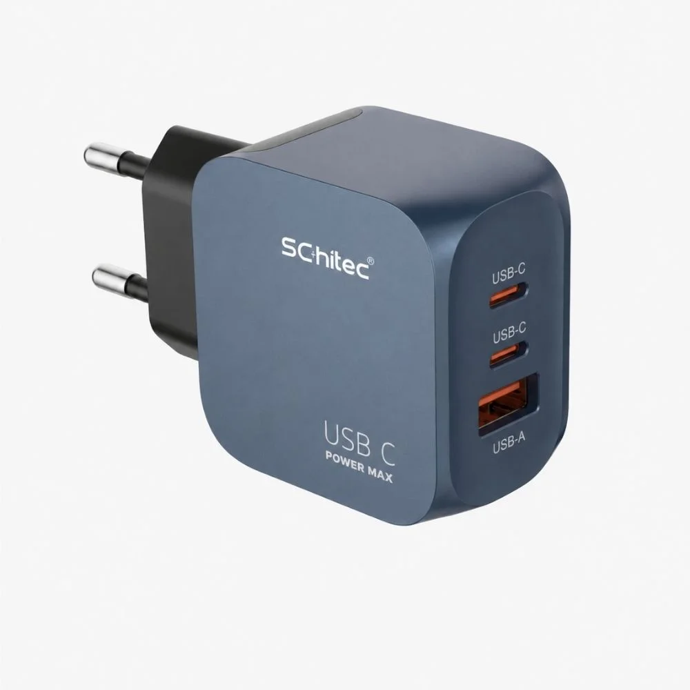 SChitec 33W GaN 3 Portlu Hızlı Şarj Adaptörü USB-C + USB-A + Lightning 1m Kablolu Set Siyah Q5