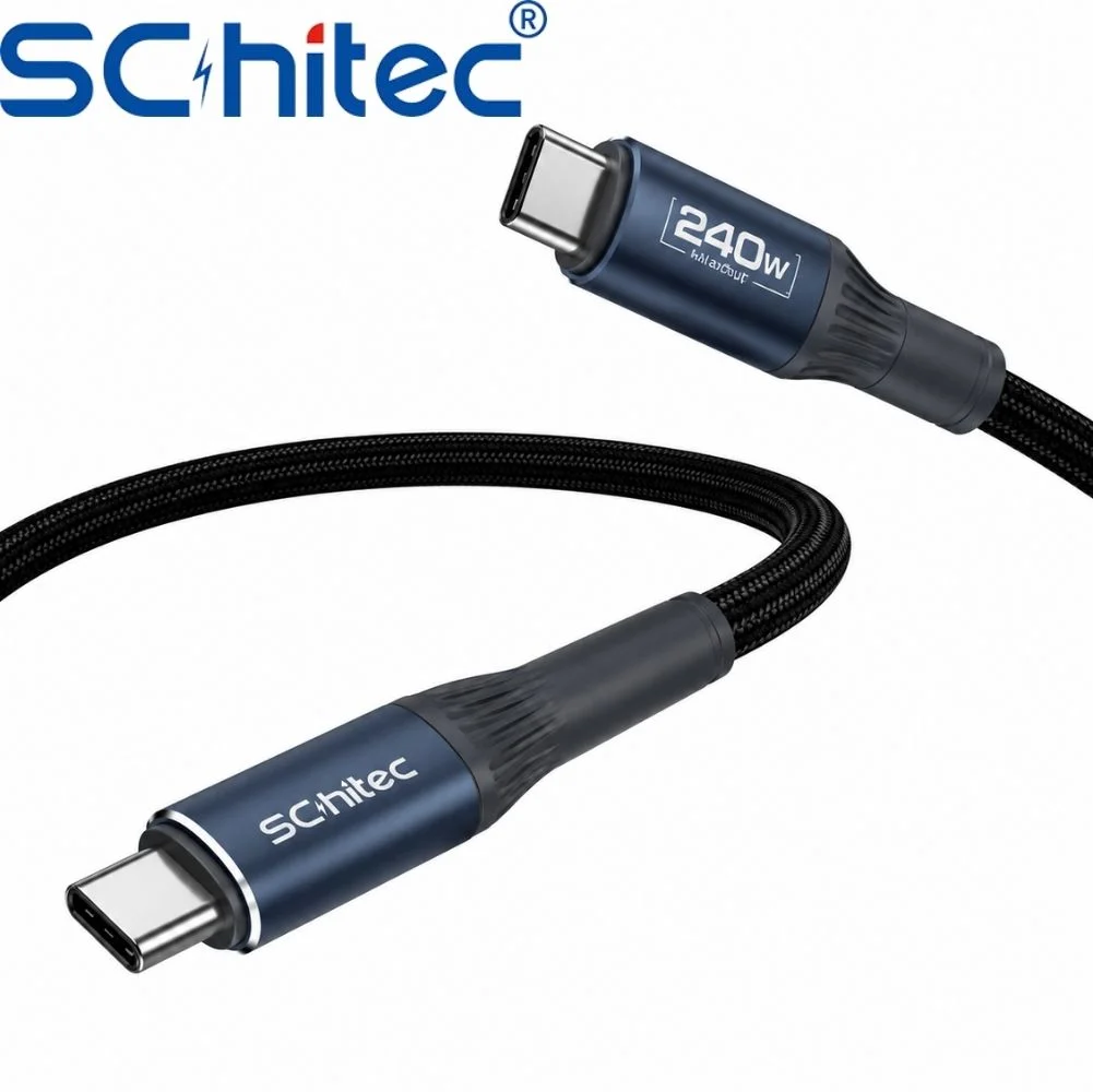 SChitec 240W Type-C to Type-C Süper Hızlı Data ve Şarj Kablosu Siyah 2 Metre HG/C-25240W2M