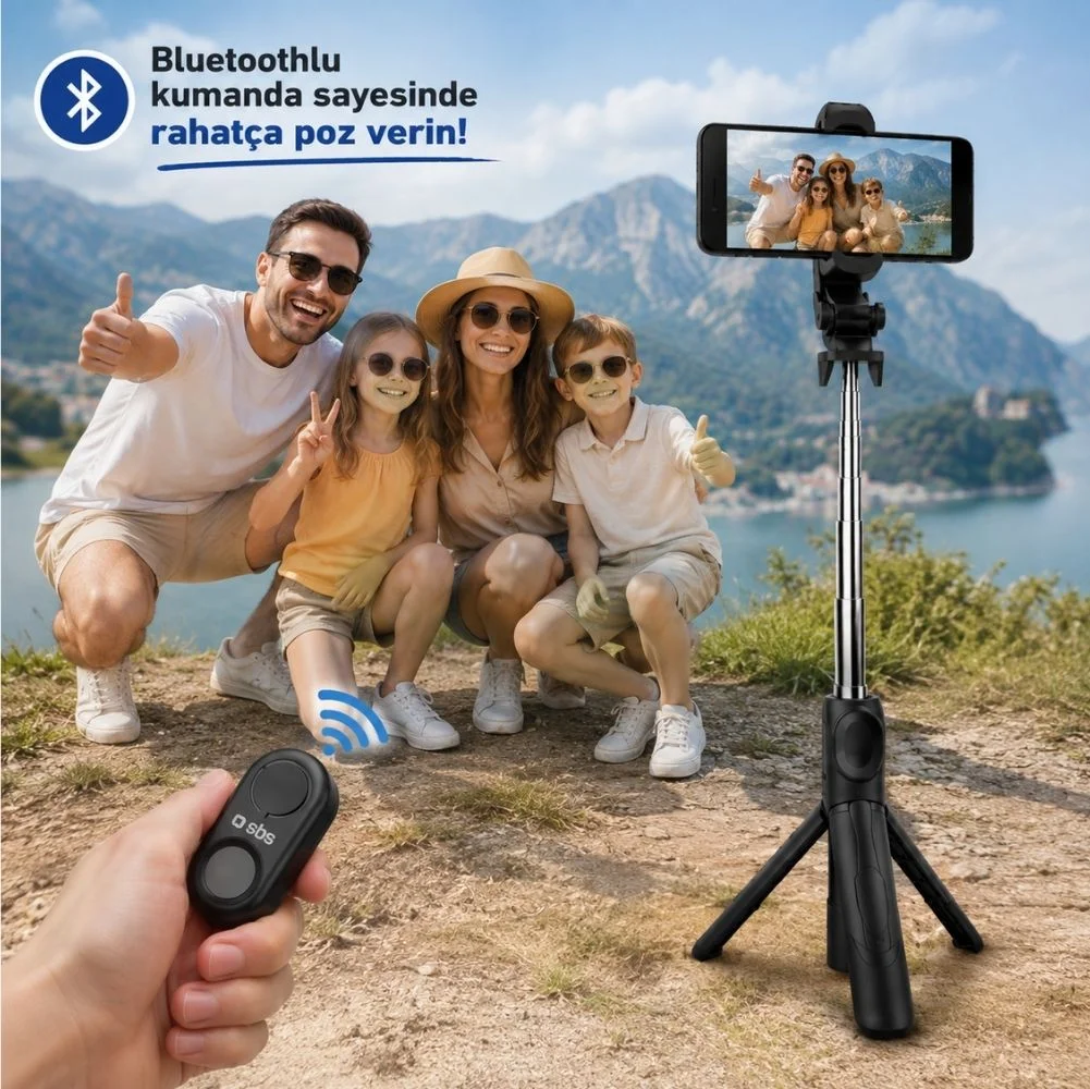 SBS Premium Bluetooth Selfie Çubuğu Siyah Samsung Türkiye Garantili
