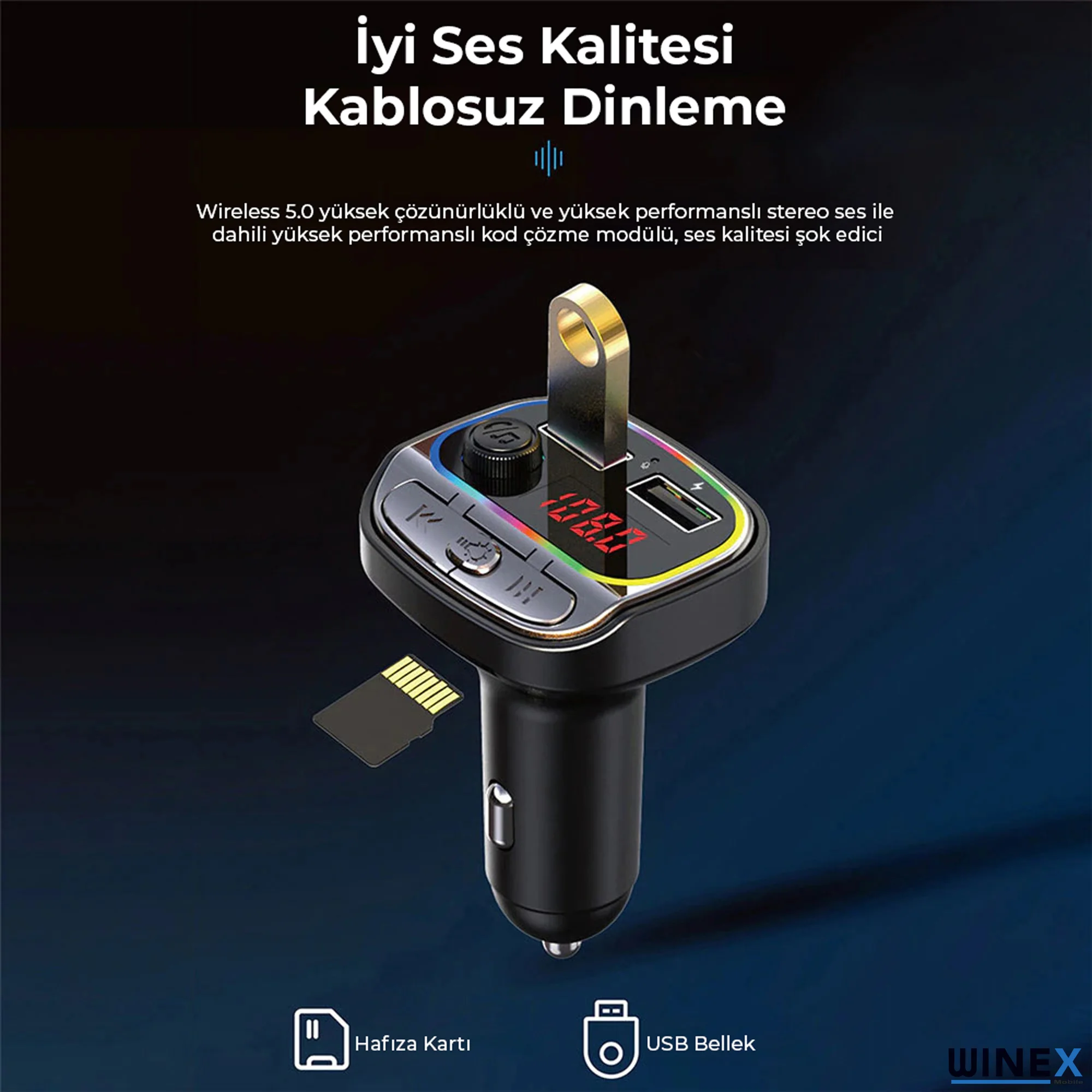 Winex C21 Fm Handsfree Bluetooth Modülatör Araç MP3 Player