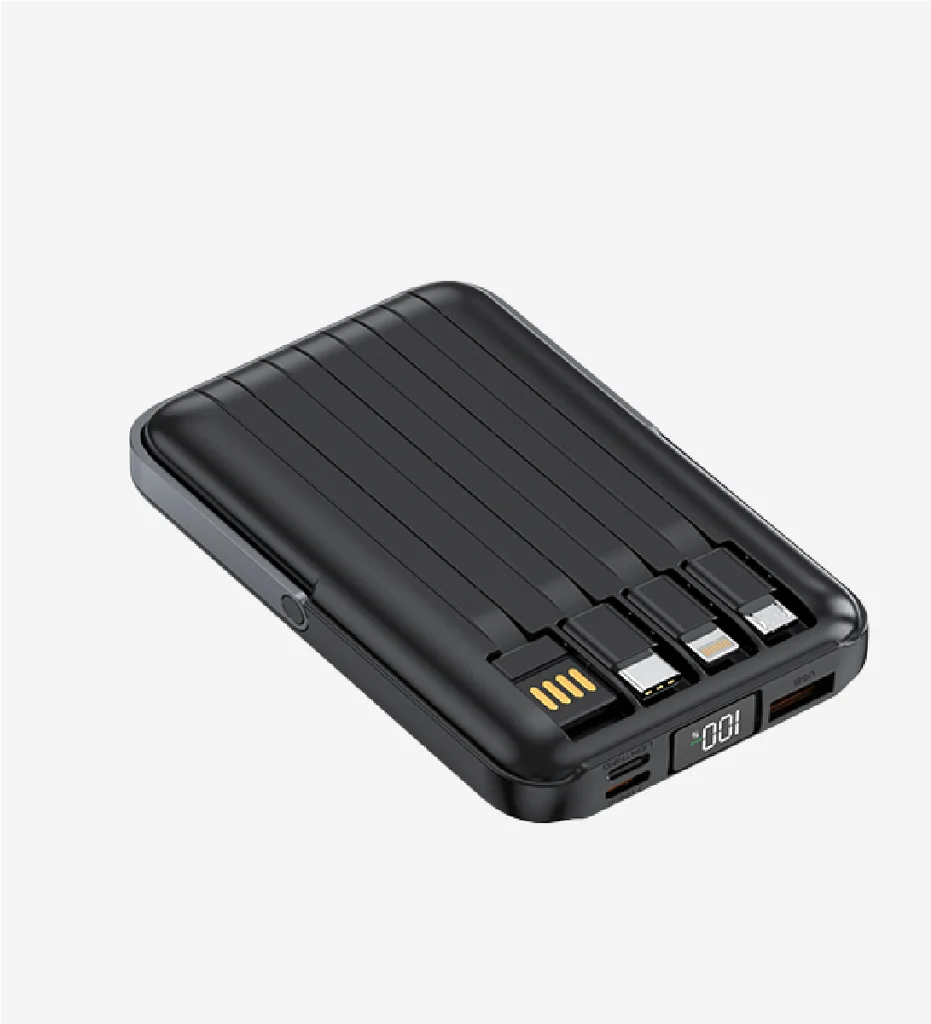 WF27 Mini LED Ekranlı Kablosuz Şarjlı 10.000 mAh Çoklu Kablolu Powerbank